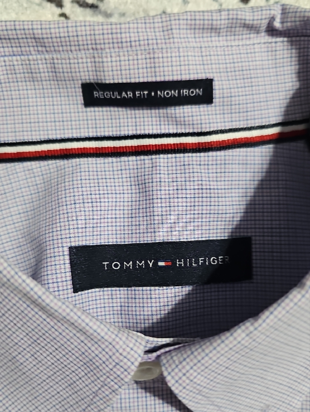 Tommy Hilfiger Button Down Mens 16 34/35 Blue Excellent Non Iron Regular Fit - Picture 3 of 4